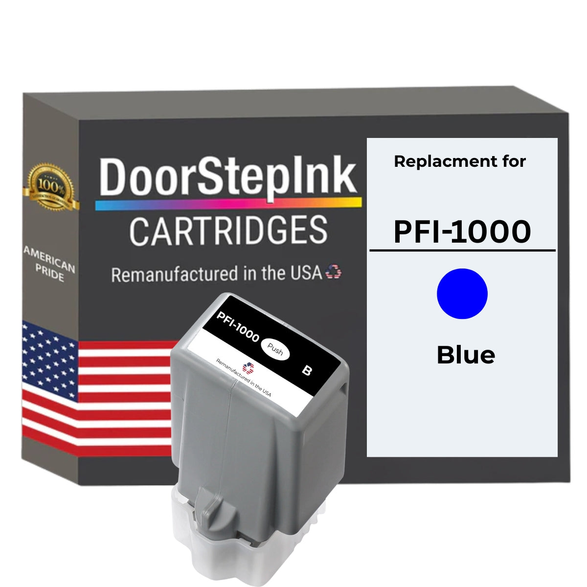 DoorStepInk Brand For Canon PFI-1000 Standard yield Blue Remanufactured in the USA Ink Cartridge,0555C002-0