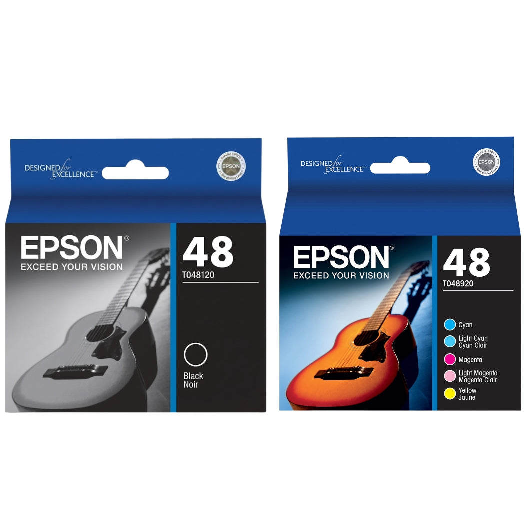 Epson T0489 Black, Cyan, Light Cyan, Magenta, Light Magenta, Yellow Ink Cartridges, Pack Of 6, T048920-0