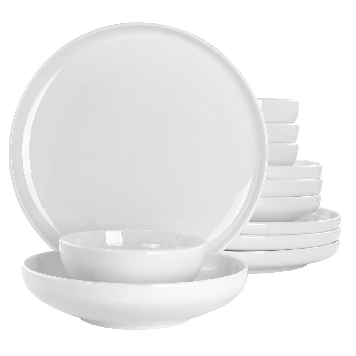 Gibson Home Oslo Peak 12 Piece Fine Ceramic Dinnerware Set in Bright White-0
