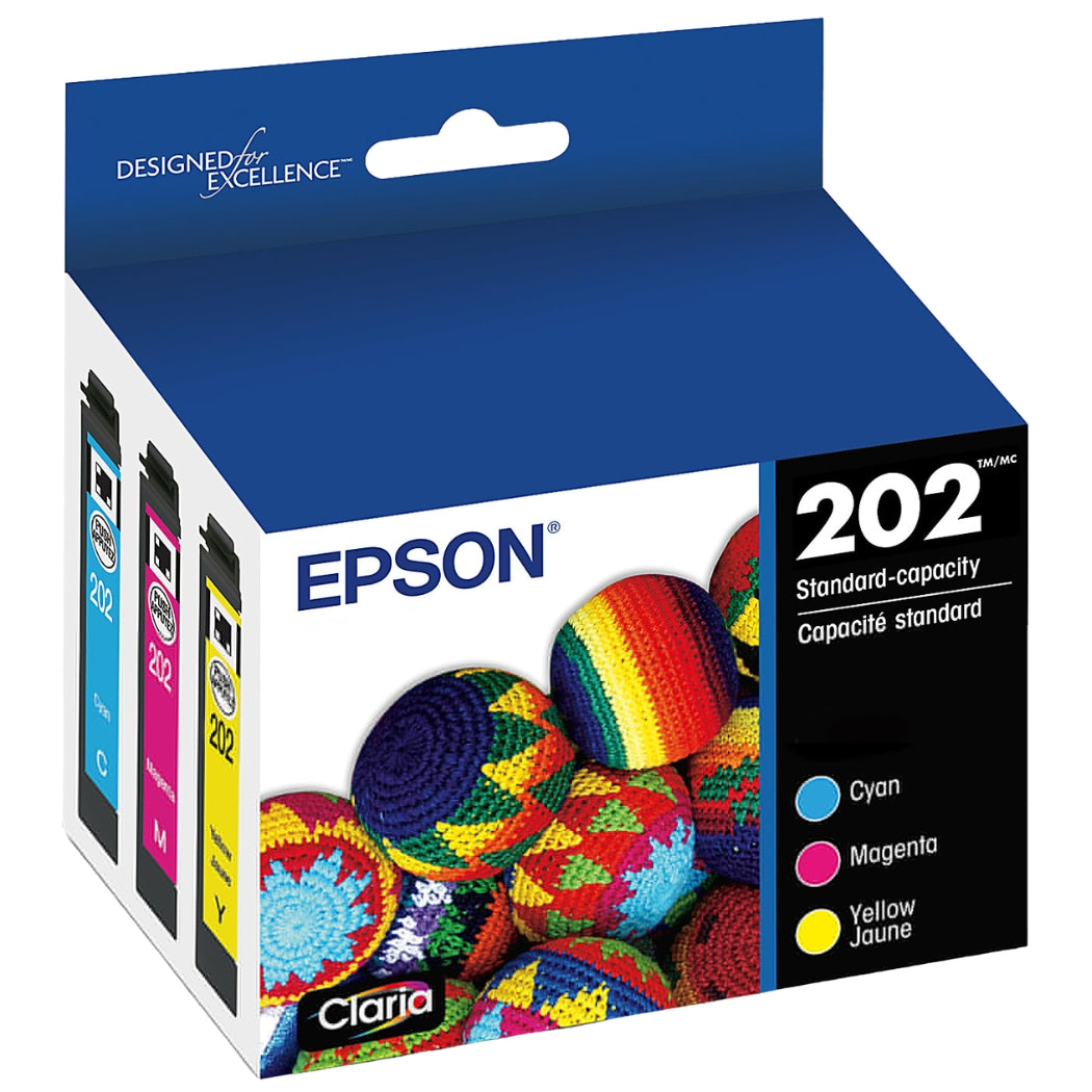 Original Epson 202 Standard Yield Multi-Color (3-Pack) Ink Cartridge, T202520-S-0