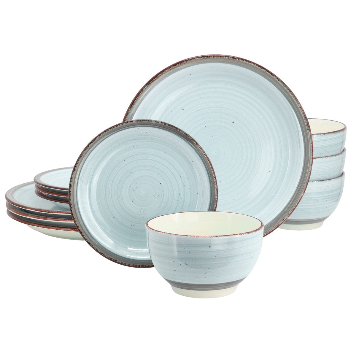 Gibson Home Holcomb 12 Piece Ceramic Dinnerware Set in Light Blue-0