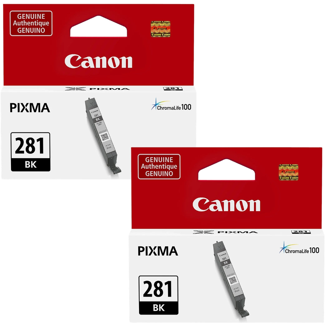 Original Canon CLI-281 (2-Pack) Standard Yield Black Ink Cartridge, 2091C001-0
