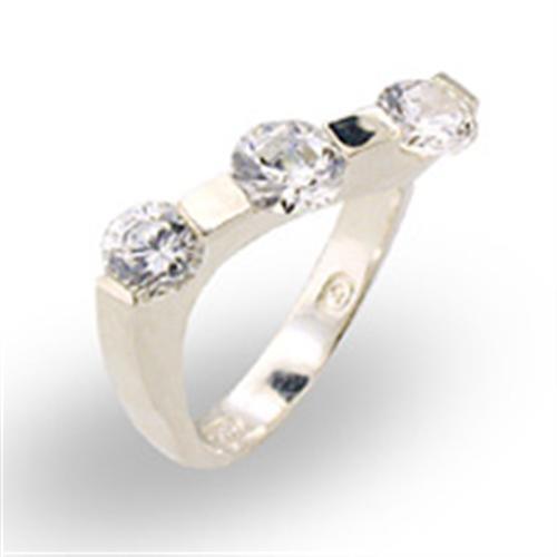 30123 - High-Polished 925 Sterling Silver Ring with AAA Grade CZ in Clear-0