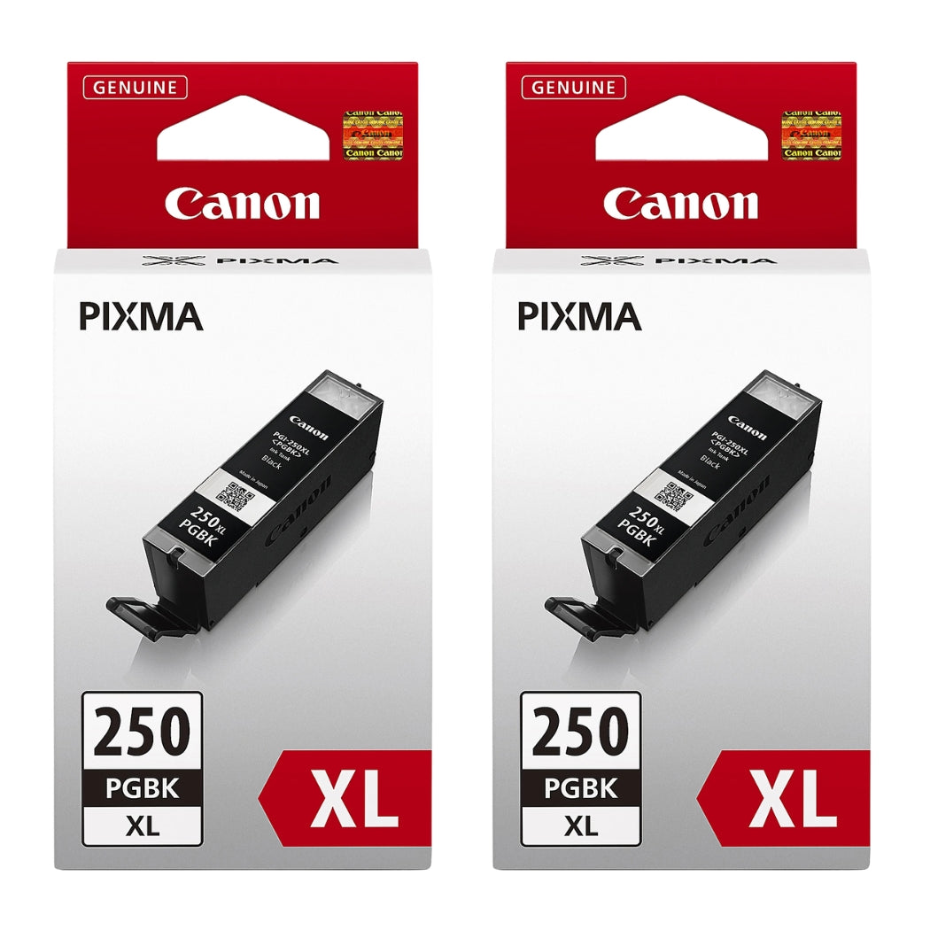 Original Canon PGI-250XL (2 Pack) High Yield Pigment Black Ink Cartridge- 6432B004-0
