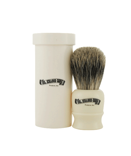 Col. Conk Badger Travel Shave Brush, H:83mm K:17mm, Cream Handle with Screw Top Container-0