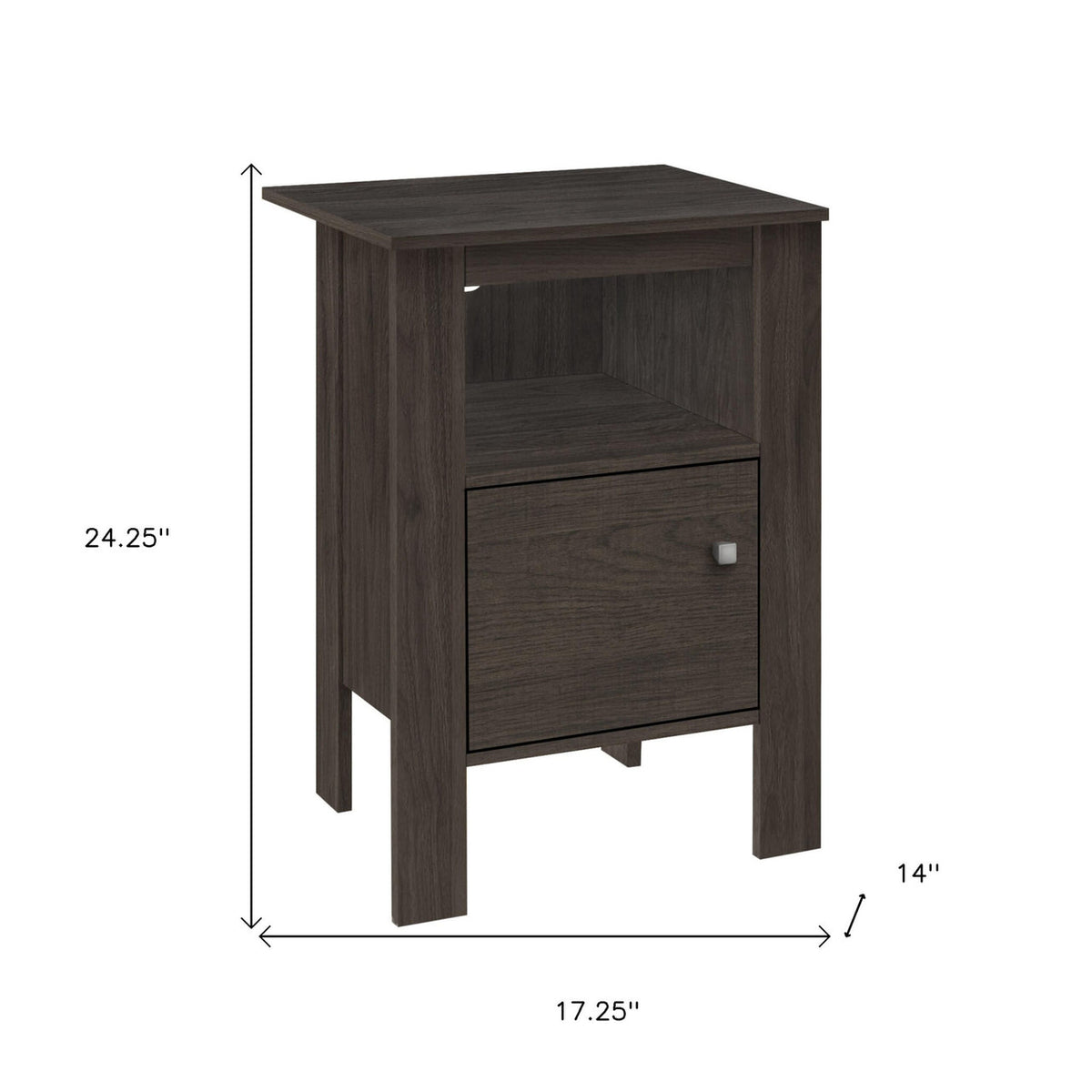 24" Brown Nightstand with Cabinet Storage-0