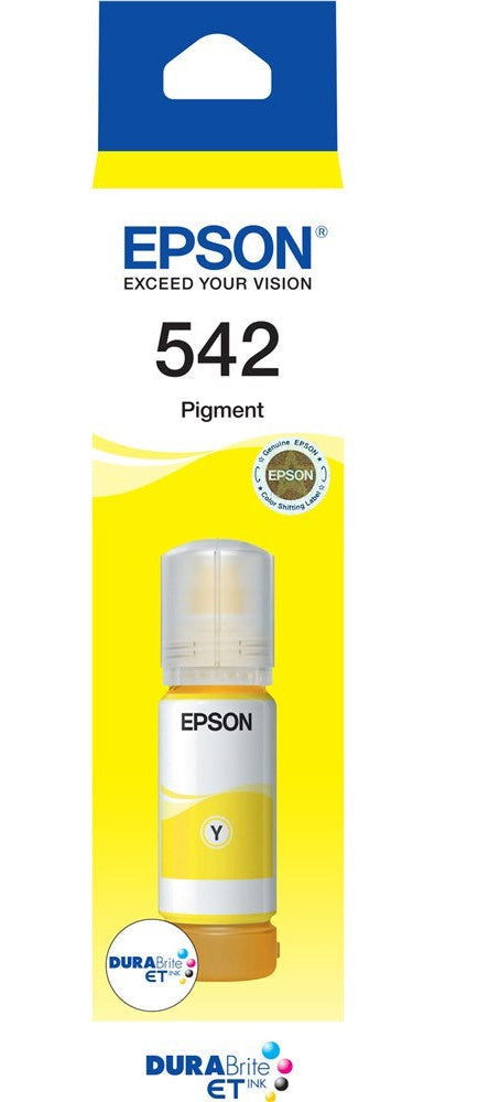 Genuine Epson T542 70ml Standard Yield Yellow Ink Bottle, T542420-0