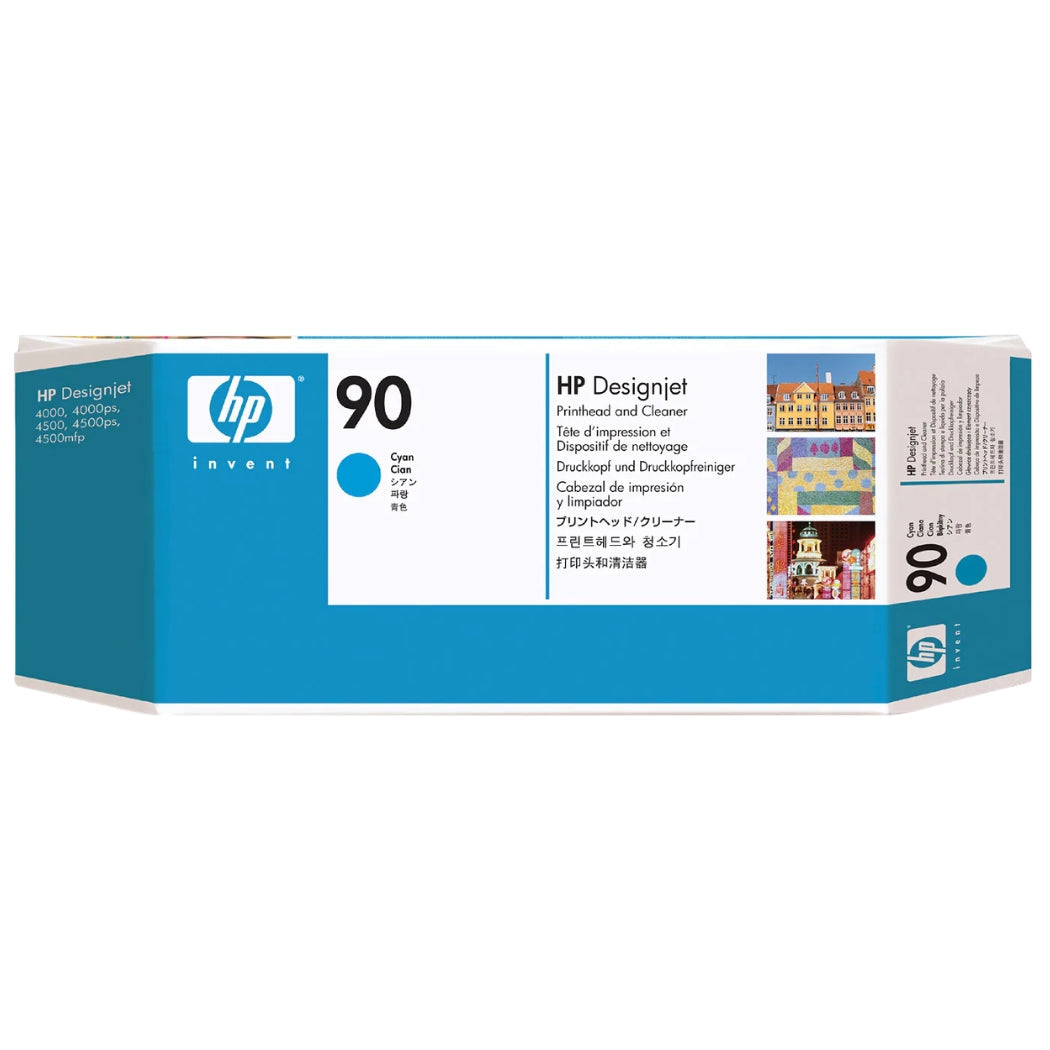 Genuine HP 90 400ml Value Pack Cyan Ink Cartridge, Printhead and Cleaner C5079A-0