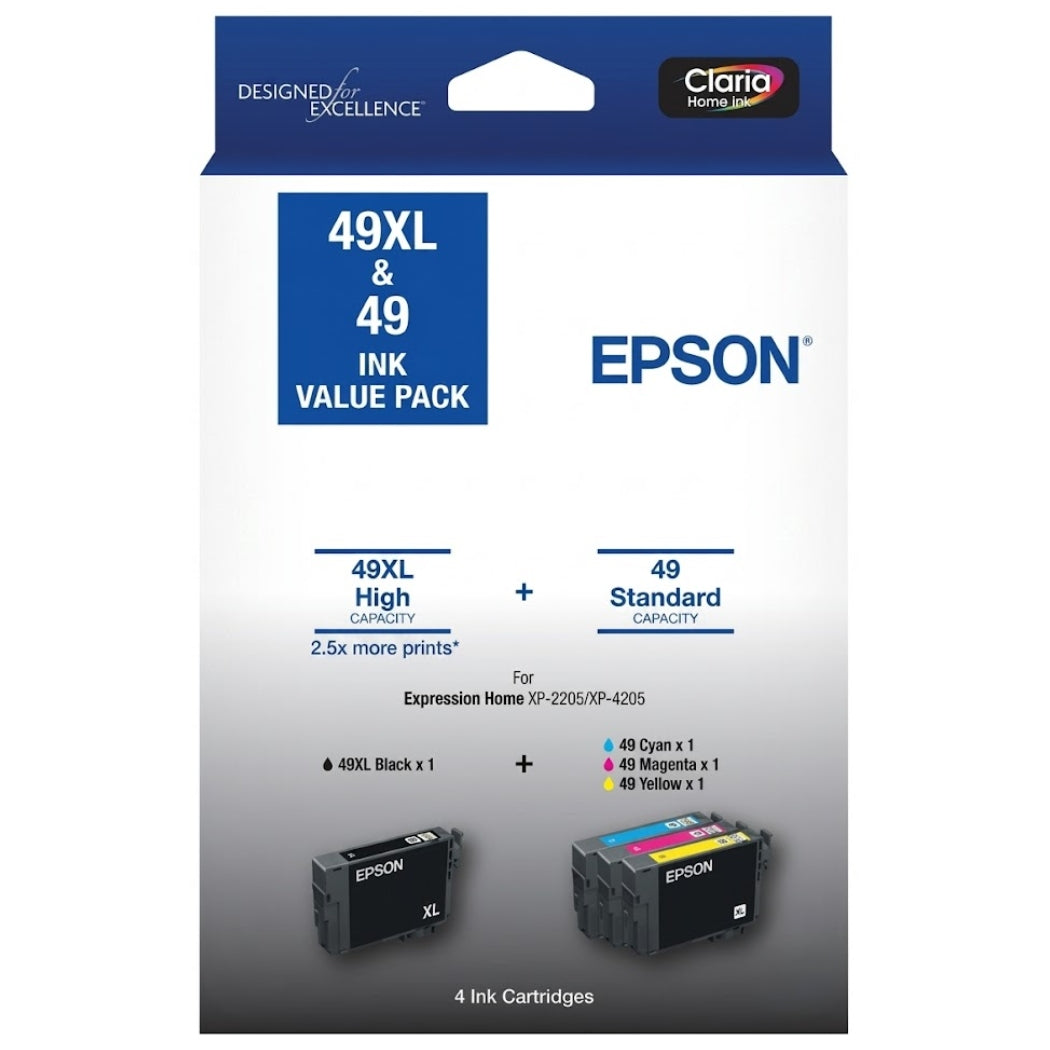 Original Epson 49XL Black & 49 Color Ink Cartridge, C13T10F996-0