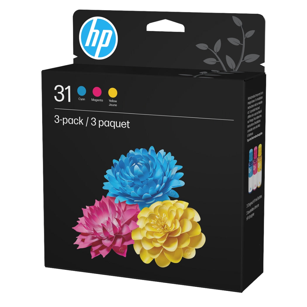 Original HP 31 Standard Yield Tri-Color 50ml Ink Cartridges Refills-Pack-3-0