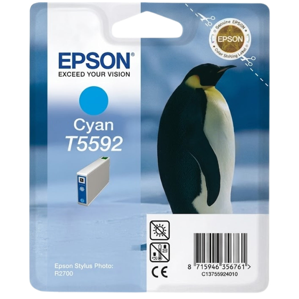 Original Epson T5592 Standard Yield Cyan Ink Cartridge, C13T55924010-0