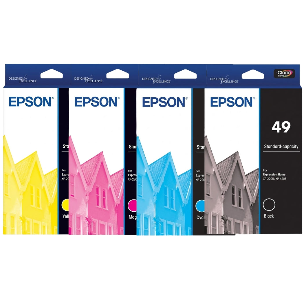 Original Epson 49 Standard Yield Tri-Color Ink Cartridge, 4-Pack-0
