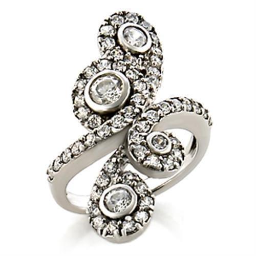 9W097 - Rhodium Brass Ring with AAA Grade CZ in Clear-0