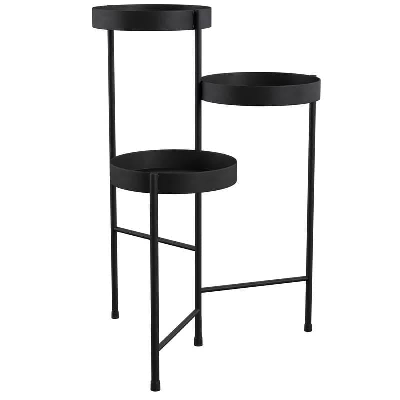 Modern Black Metal 3-Tier Flower Pot Plant Stand-0