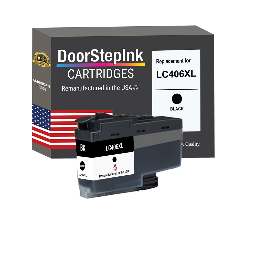 DoorStepInk Brand for Brother LC406XL Black High Yield Ink Cartridge Remanufactured in USA Ink Cartridge, LC406XLBK-0