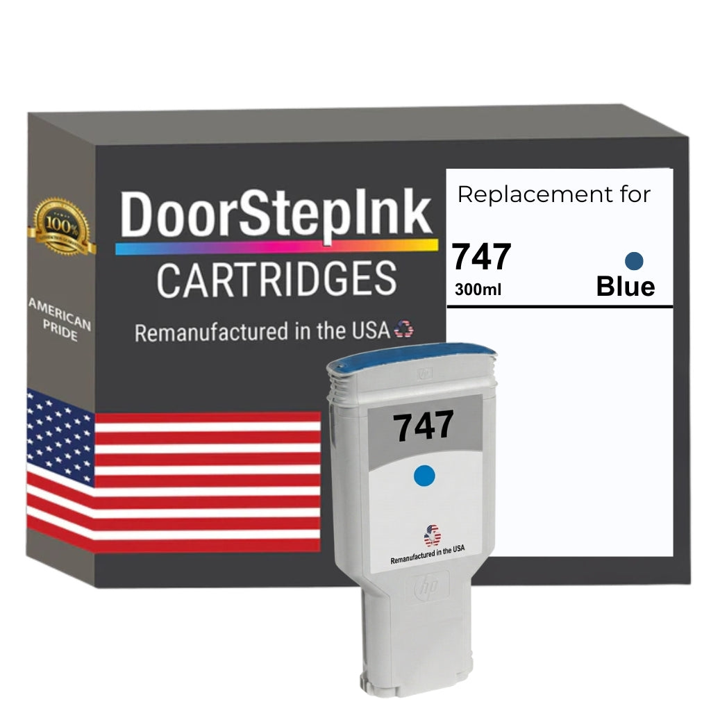 DoorStepInk Brand for HP 747 300mL Blue Remanufactured in the USA Ink Cartridge-0