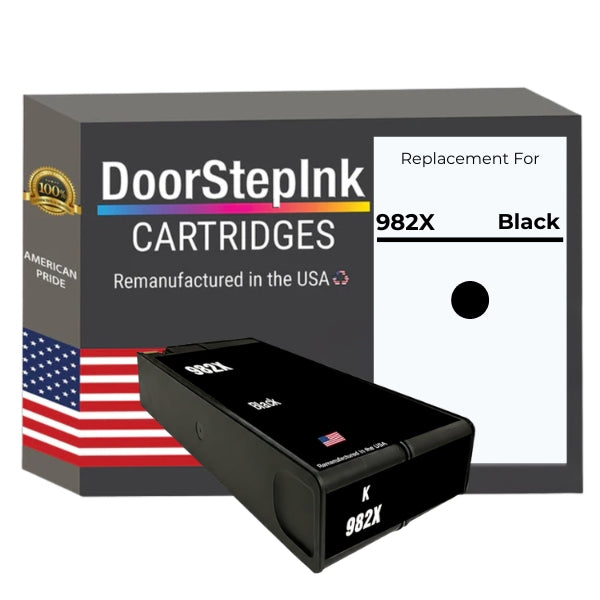DoorStepInk Brand for HP 982X Black Remanufactured in the USA Ink Cartridge-T0B30A-0