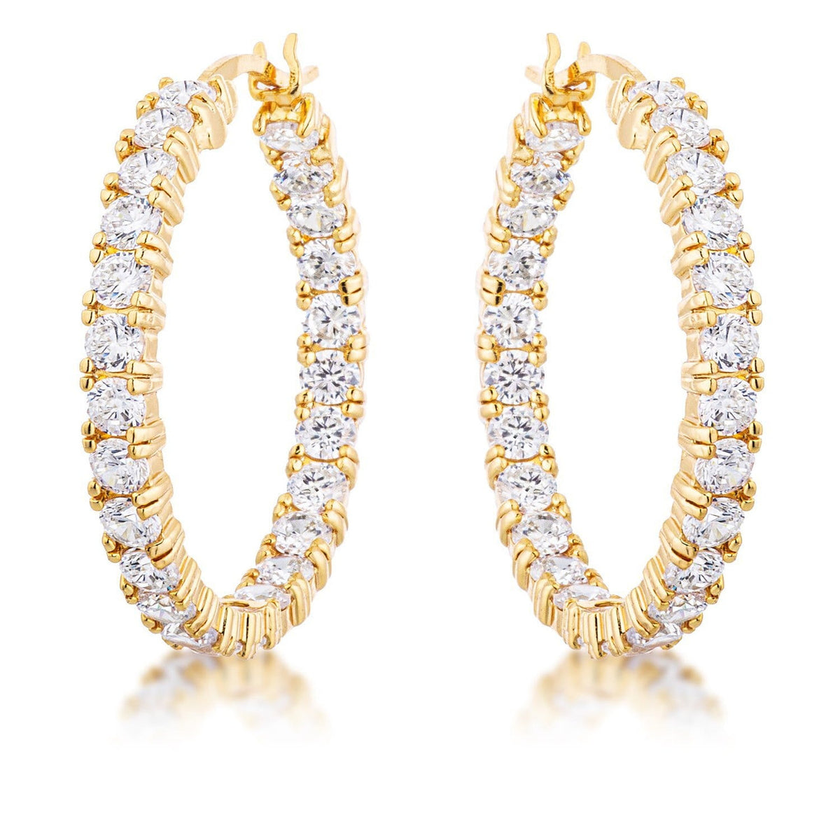 18k Gold Plated Eternity Hoop Earrings-0