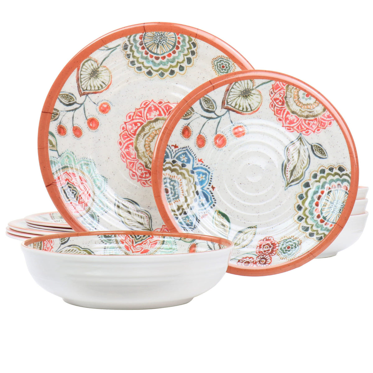 Elama Ester 12 Piece Melamine Dinnerware Set-0