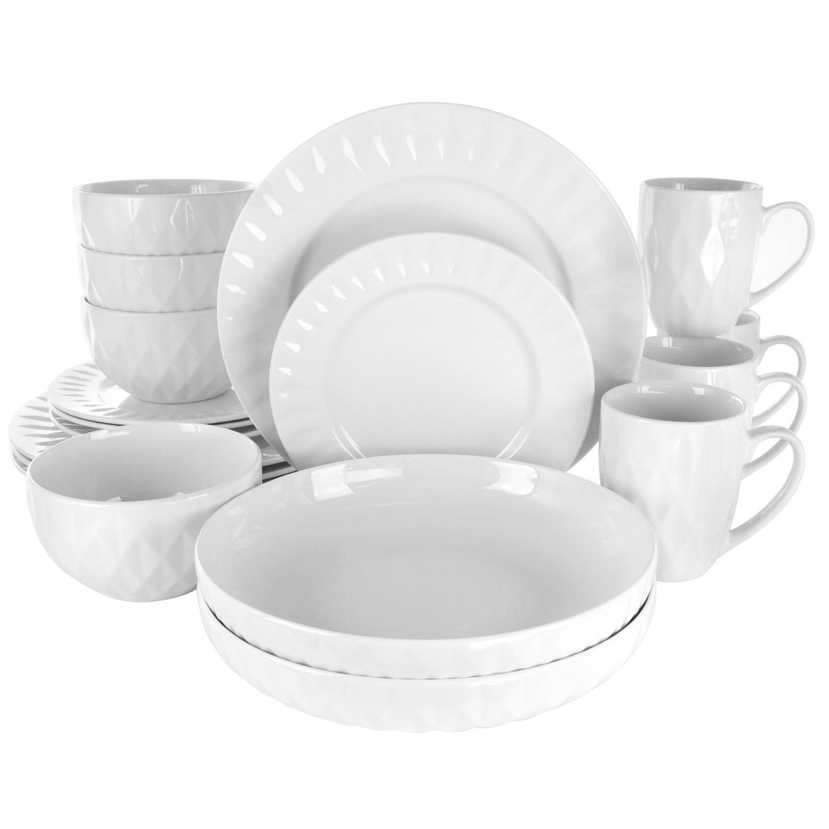 Elama Sienna 18 Piece Porcelain Dinnerware Set in White — image 1