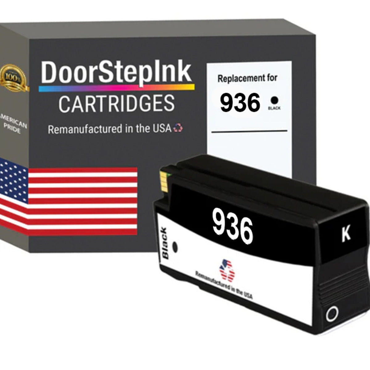 DoorStepInk Brand for HP 936 (4S6V2LN) Black Remanufactured in the USA Ink Cartridge-0