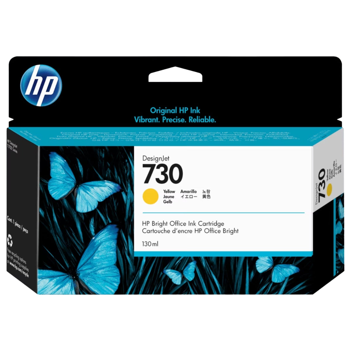 Original HP 730 130-ml (P2V64A) Yellow Ink Cartridge-0