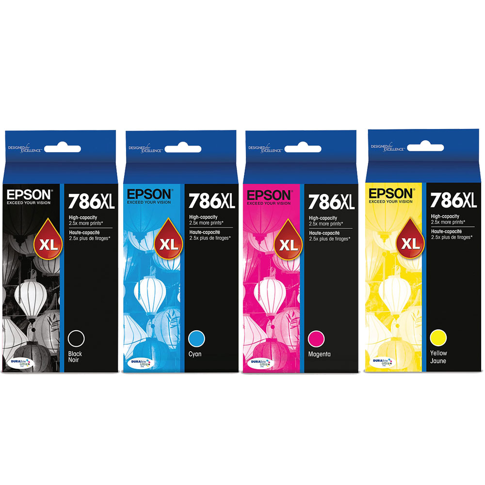Original Epson 786XL High Yield Black,Cyan, Magenta, Yellow Ink Cartridge, T786XL120- 4 Pack-0
