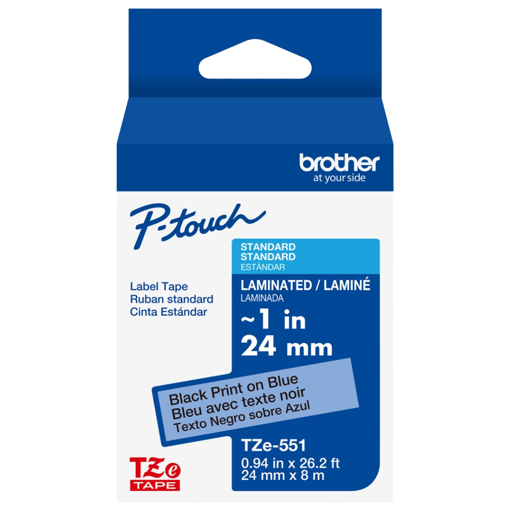 Original Brother TZe-551 - 24mm Black on Blue Laminated Label Tape-0