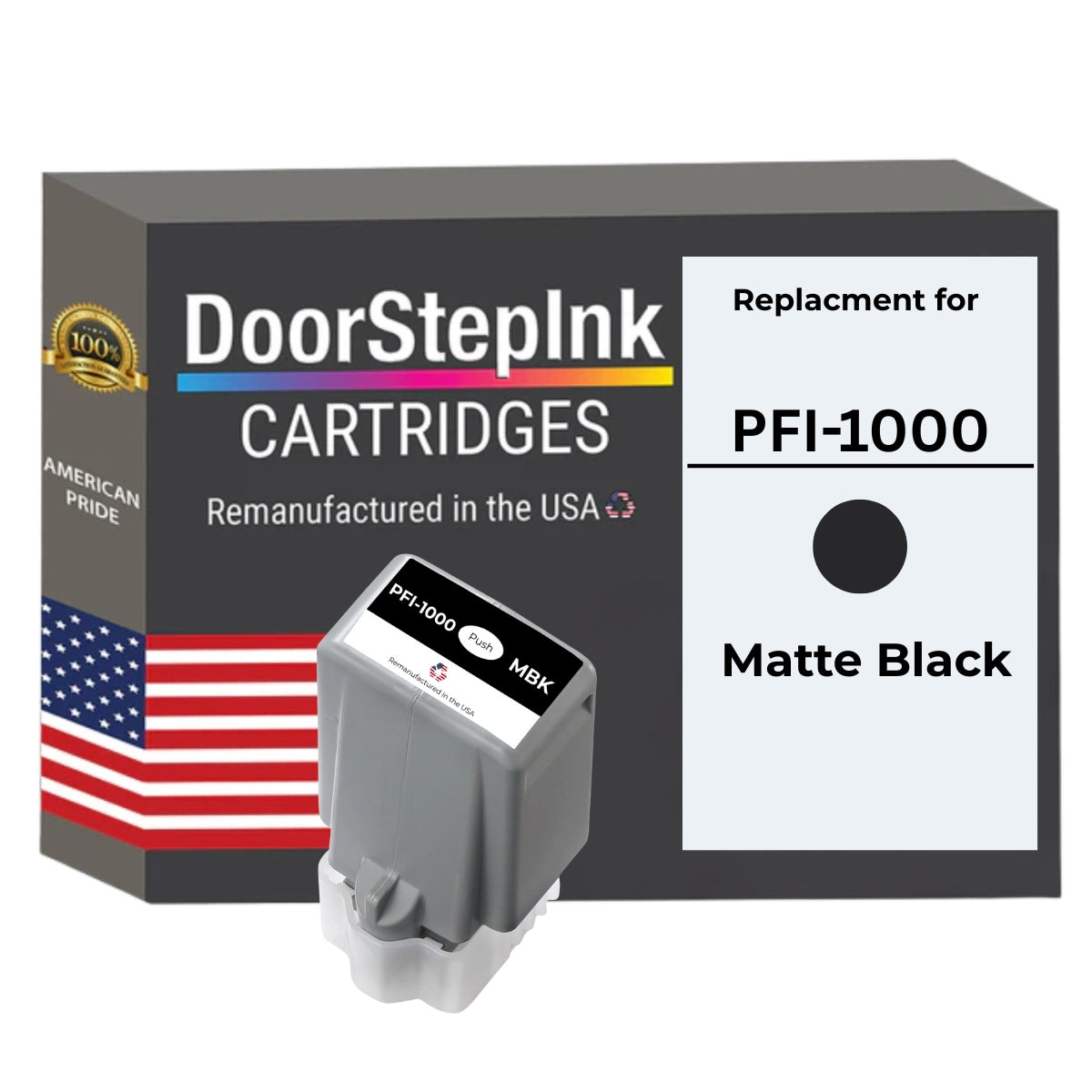 DoorStepInk Brand For Canon PFI-1000 Standard yield Matte Black Remanufactured in the USA Ink Cartridge, 0545C002-0