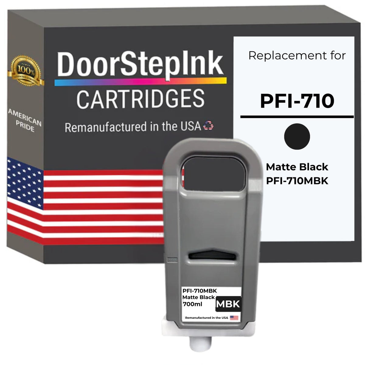 DoorStepInk Brand for Canon PFI-710 Standard Yield Matte Black Remanufactured in the USA Ink Cartridge, 2353C001-0
