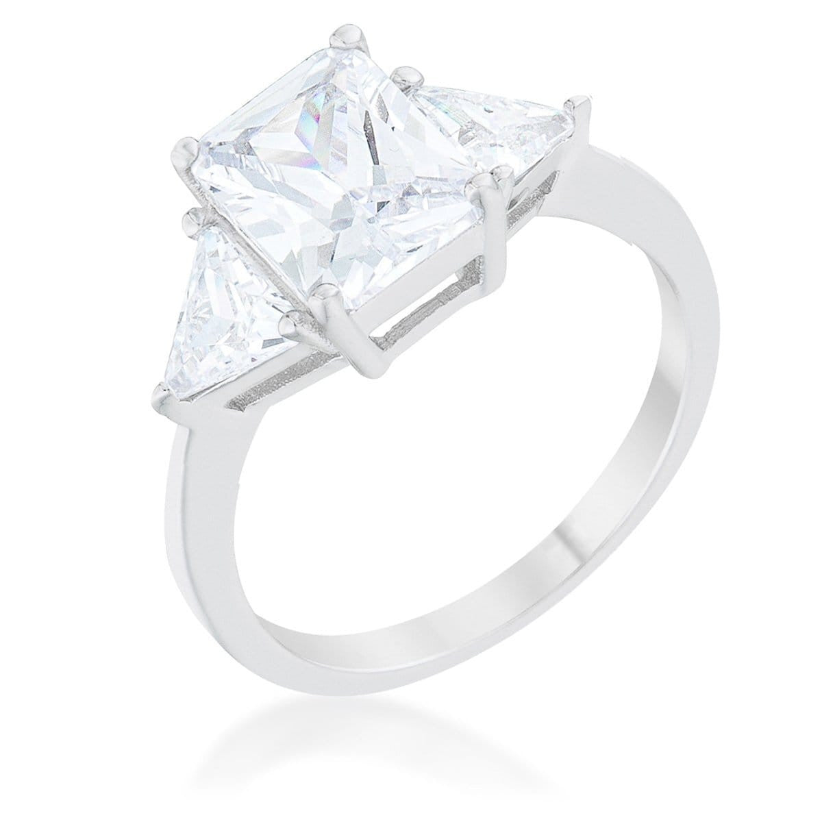Classic Clear Rhodium Engagement Ring-0