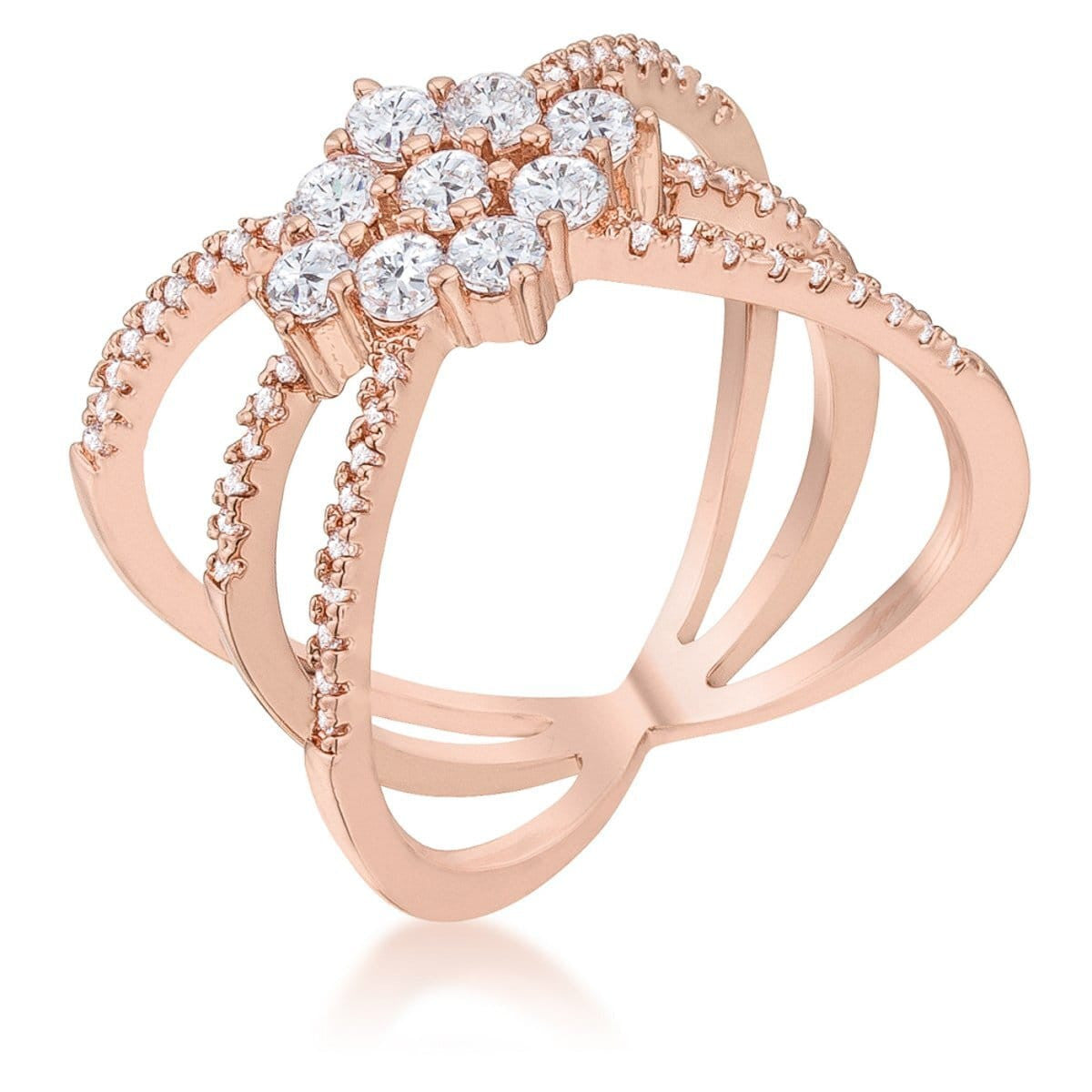 Mindy 0.8ct CZ Rose Gold Delicate Triple Wrap Ring-0