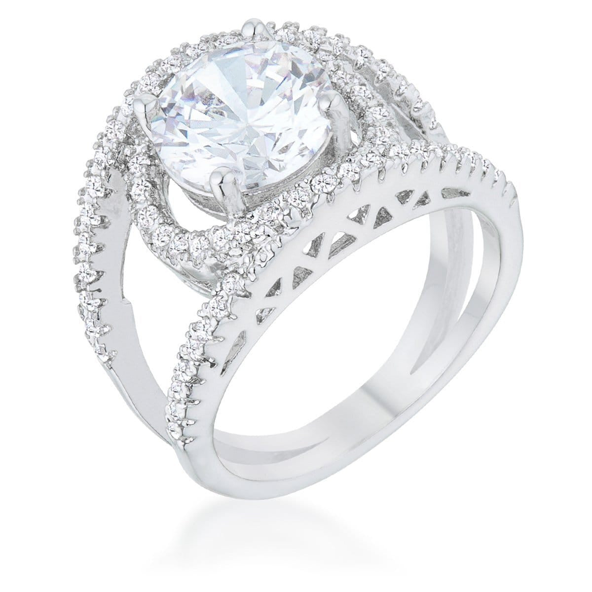 Marcie 3ct CZ Rhodium Contemporary Ring-0