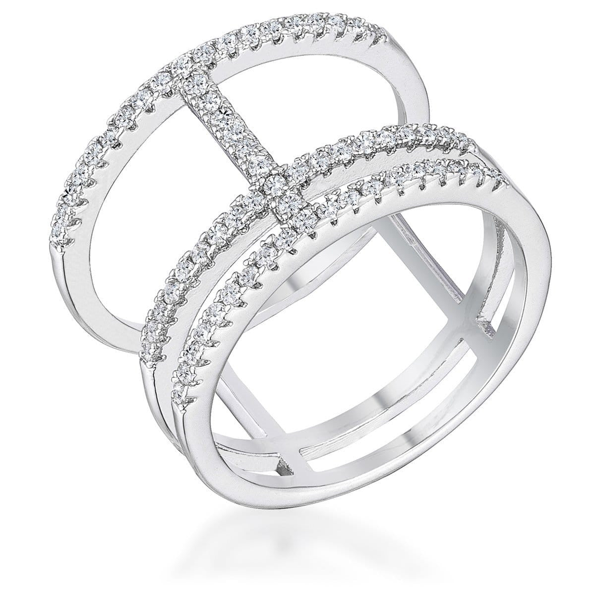 0.5Ct Rhodium Parallel Ring with Brilliant CZ-0