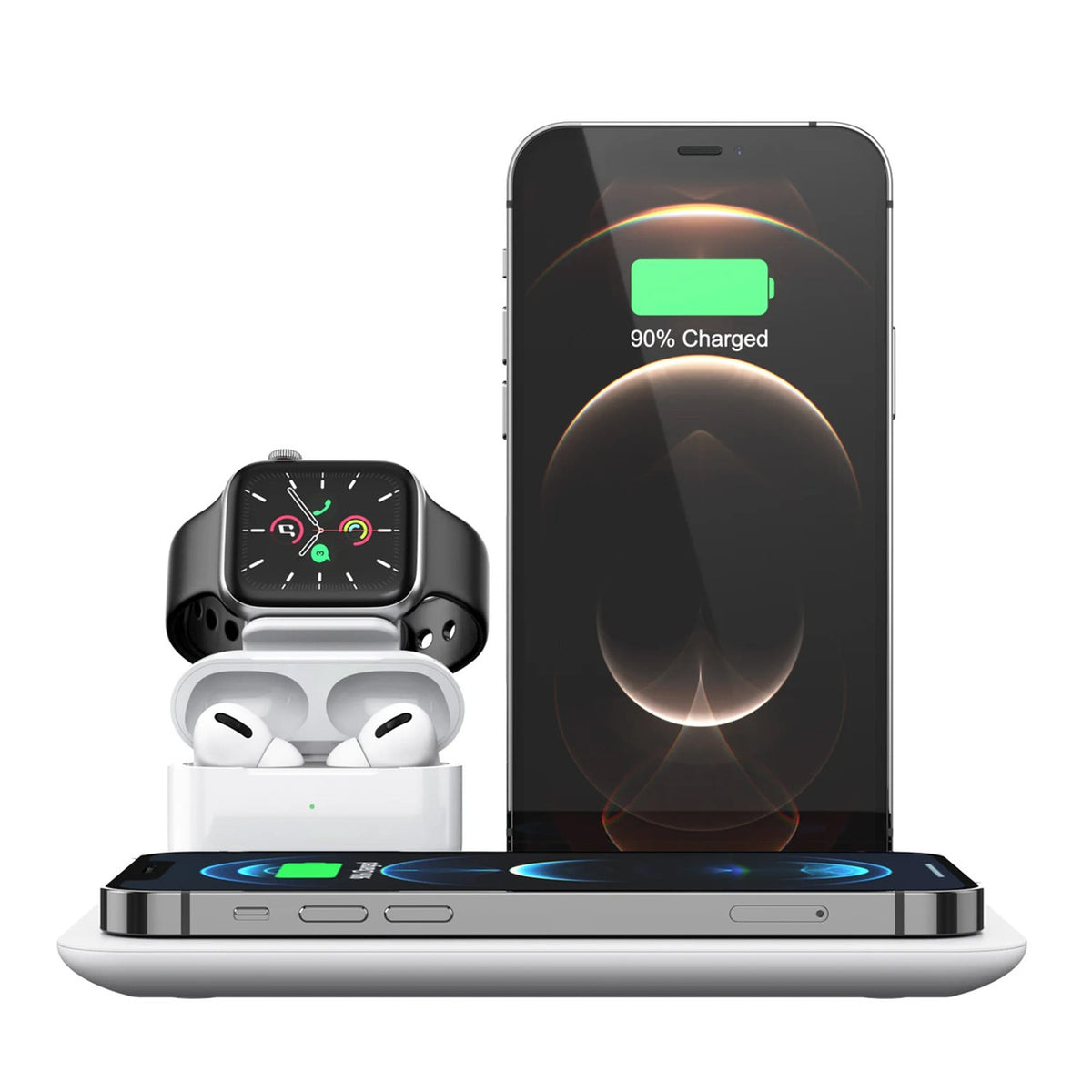 Trexonic 4 in 1 Fast Charge Wireless Charging Station in White-0