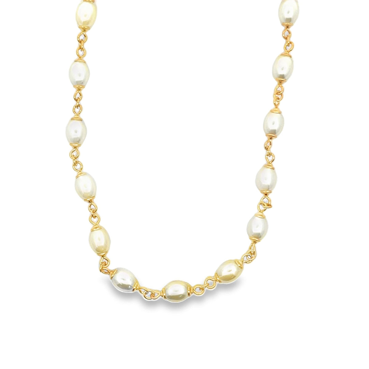 Oval Pearl Necklace (F253)-0