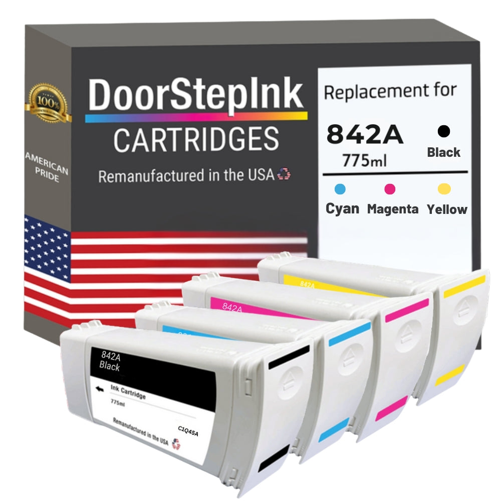 DoorStepInk Brand for HP 842A BCMY Remanufactured in the USA Ink Cartridge-4-Pack-0