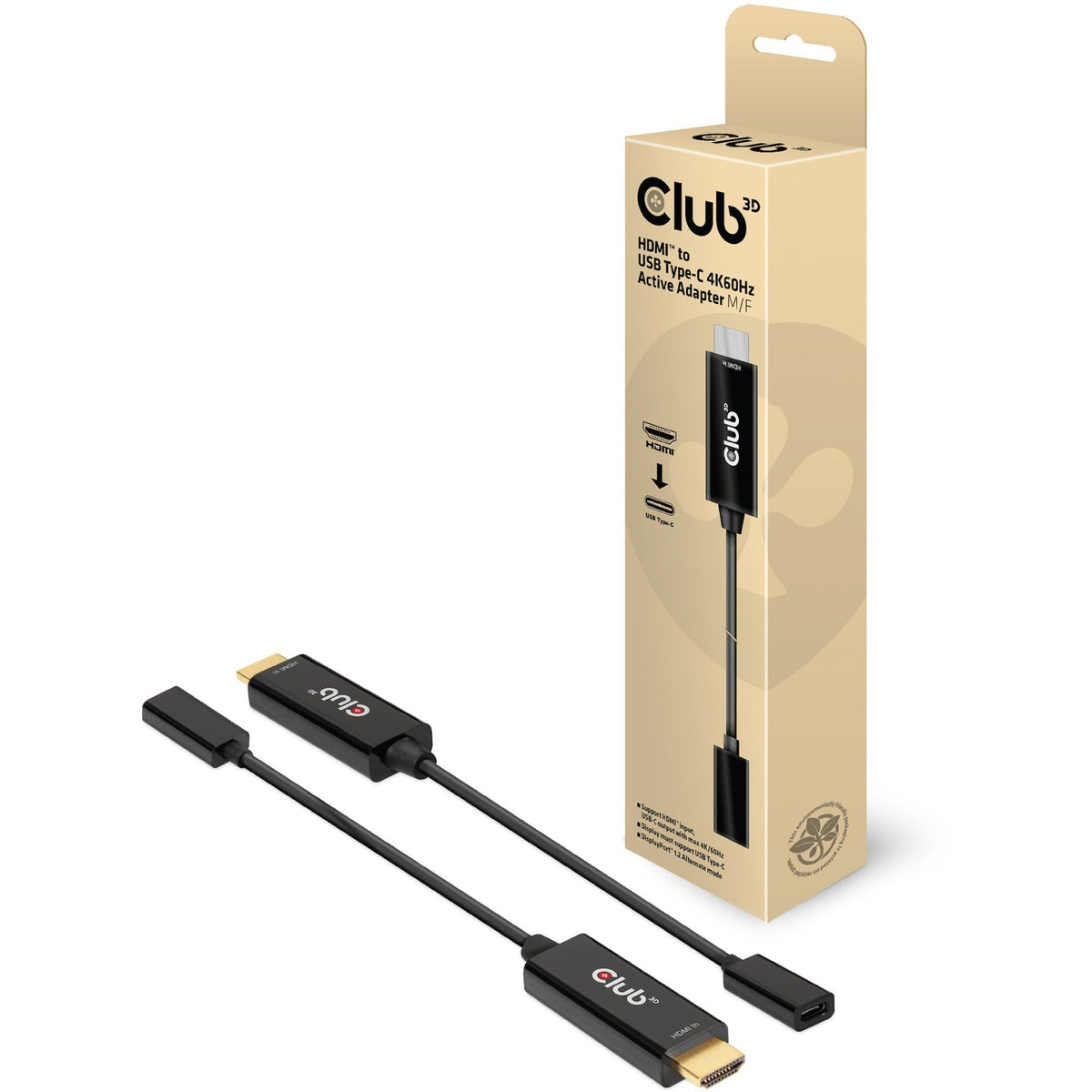 Club 3D HDMI to USB Type-C 4K60Hz Active Adapter M-F (Black)-0