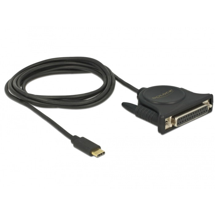 Delock USB-C 2.0 male > 1 x parallel DB25 female cable (black, 1.8 meters)-0