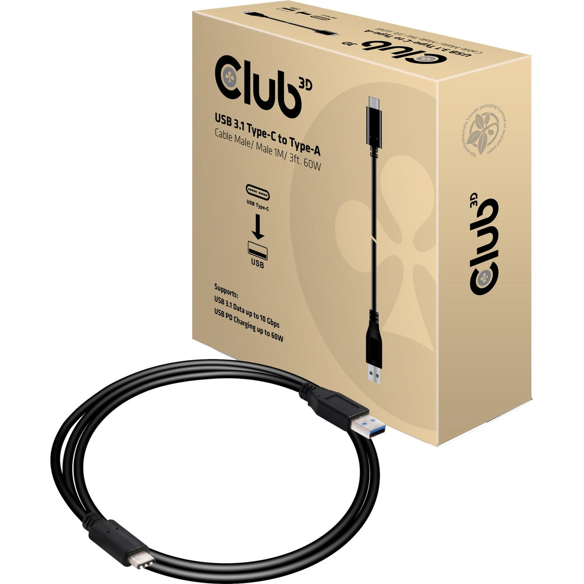 Club 3D USB 3.1 Type-C - Type-A, 1m cable (CAC-1523)-0