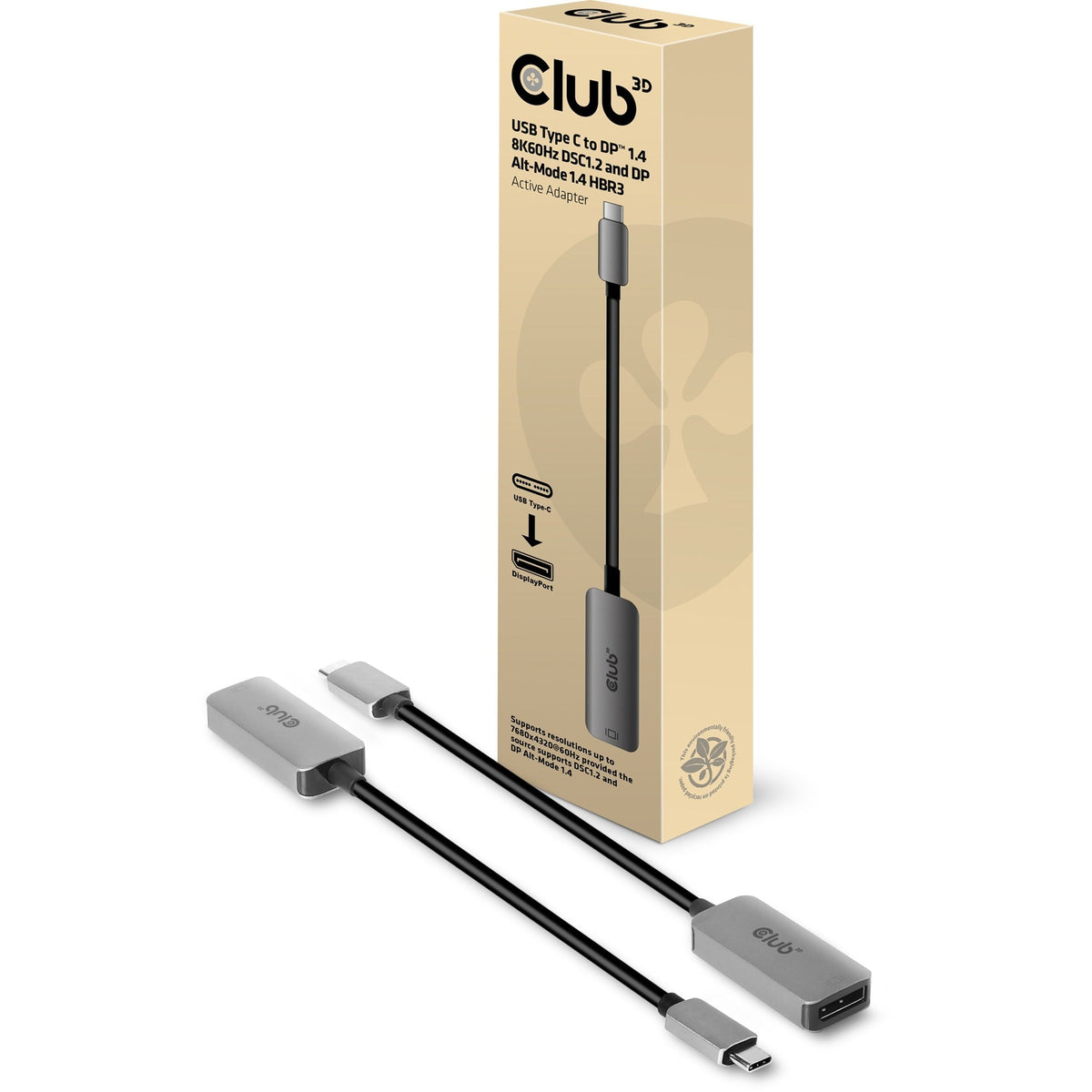 Club 3D USB Type C - DP1.4 Active Adapter (grey)-0