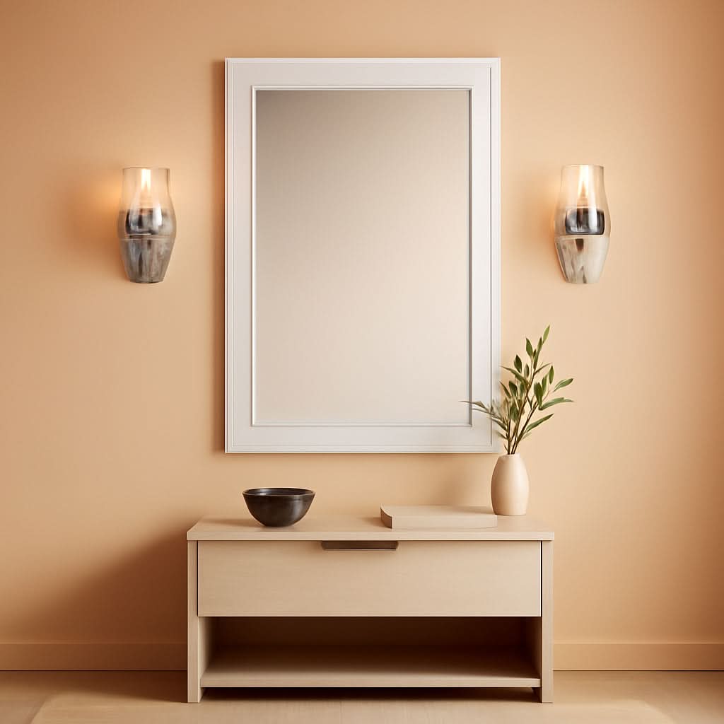 Rectangular White Wood Wall Mirror 24x36 Inches Bathroom-0