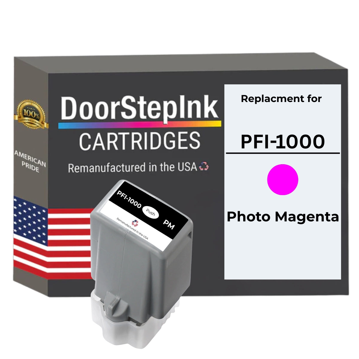 DoorStepInk Brand For Canon PFI-1000 Standard yield Photo Magenta Remanufactured in the USA Ink Cartridge, 0551C002-0