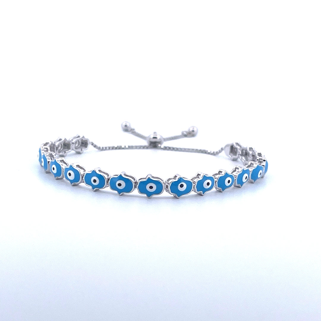 925 Sterling Silver Blue Evil Eye and Hamsa Bracelet-0