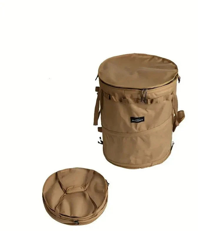 Khaki Portable Collapsible Rubbish Bin: for Outdoor Adventure — 10812142223699