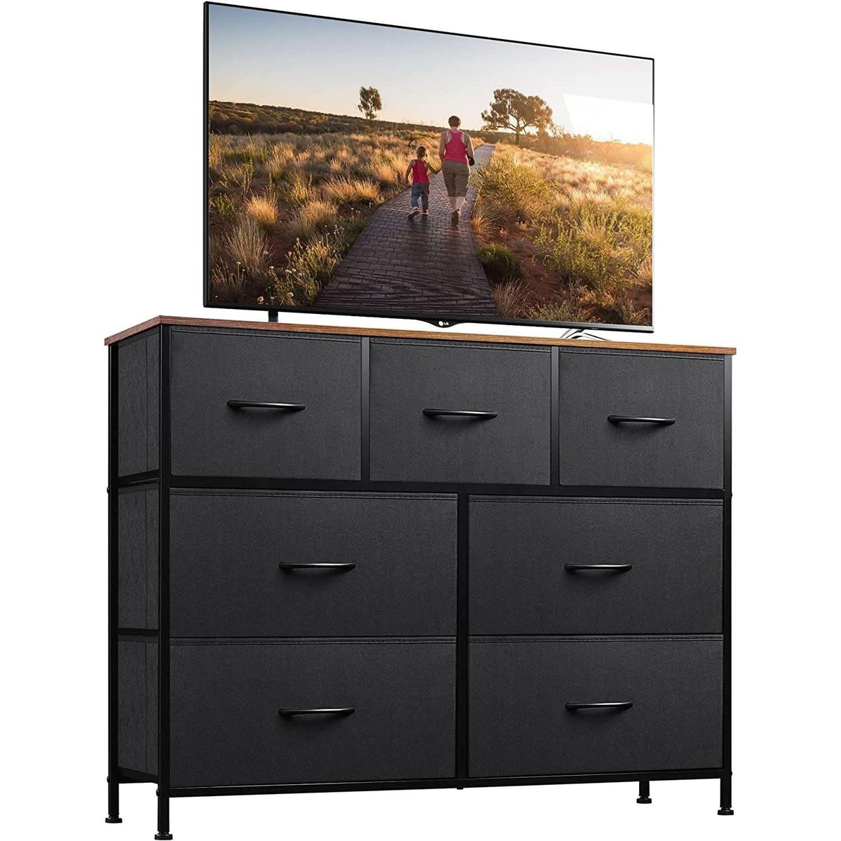 7 Drawer Dresser With Deep Storage And Wood Top Finish-1