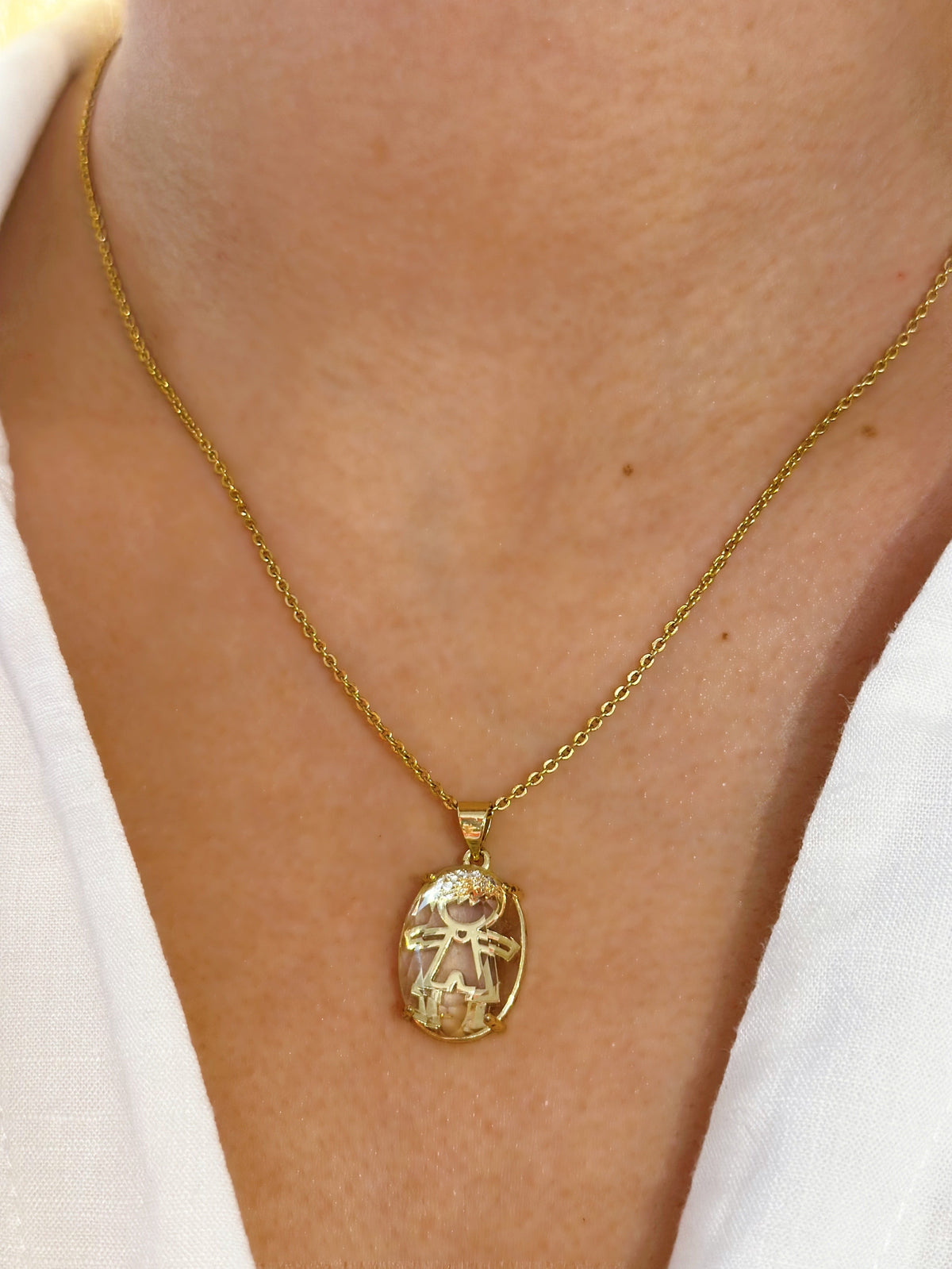 Little Doll Pendant Gold Plated Necklace-0