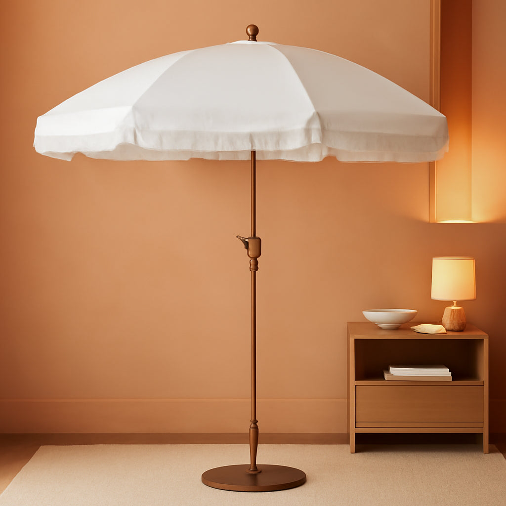 9Ft Cream Weather Resistant Outdoor Umbrella With Crank-0