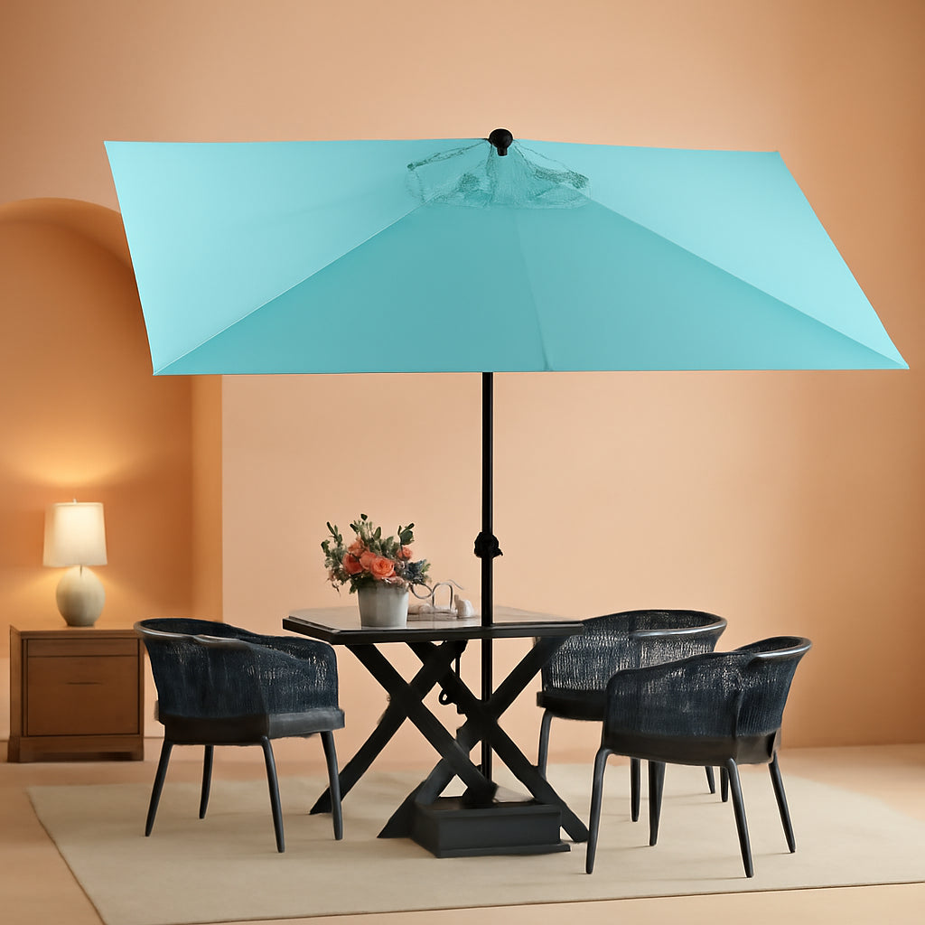 Rectangular 10ft Turquoise Blue Patio Umbrella Tilt-0