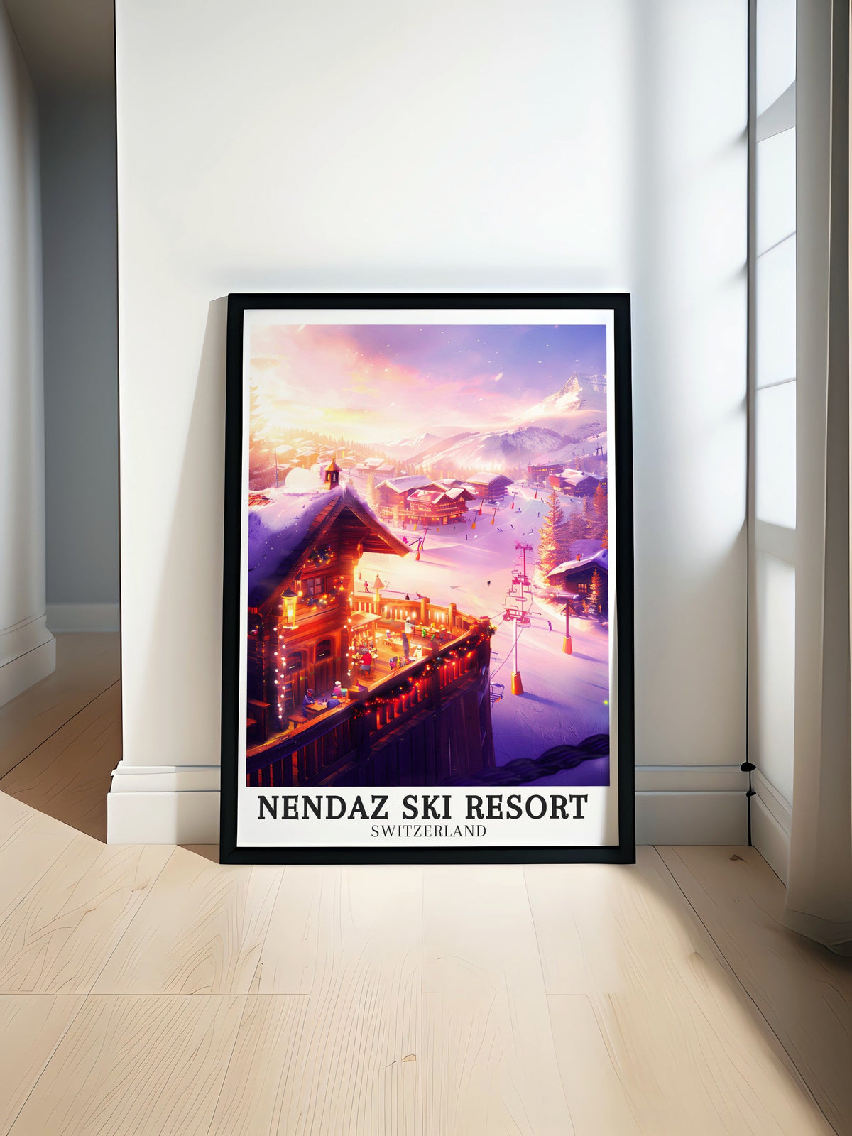 Nendaz Ski Resort Art Prints - Apres-ski Travel Posters - Ski Area 4 Vallées Wall Art - Nendaz Ski Resort Posters - Apres-ski Scenic Prints-0